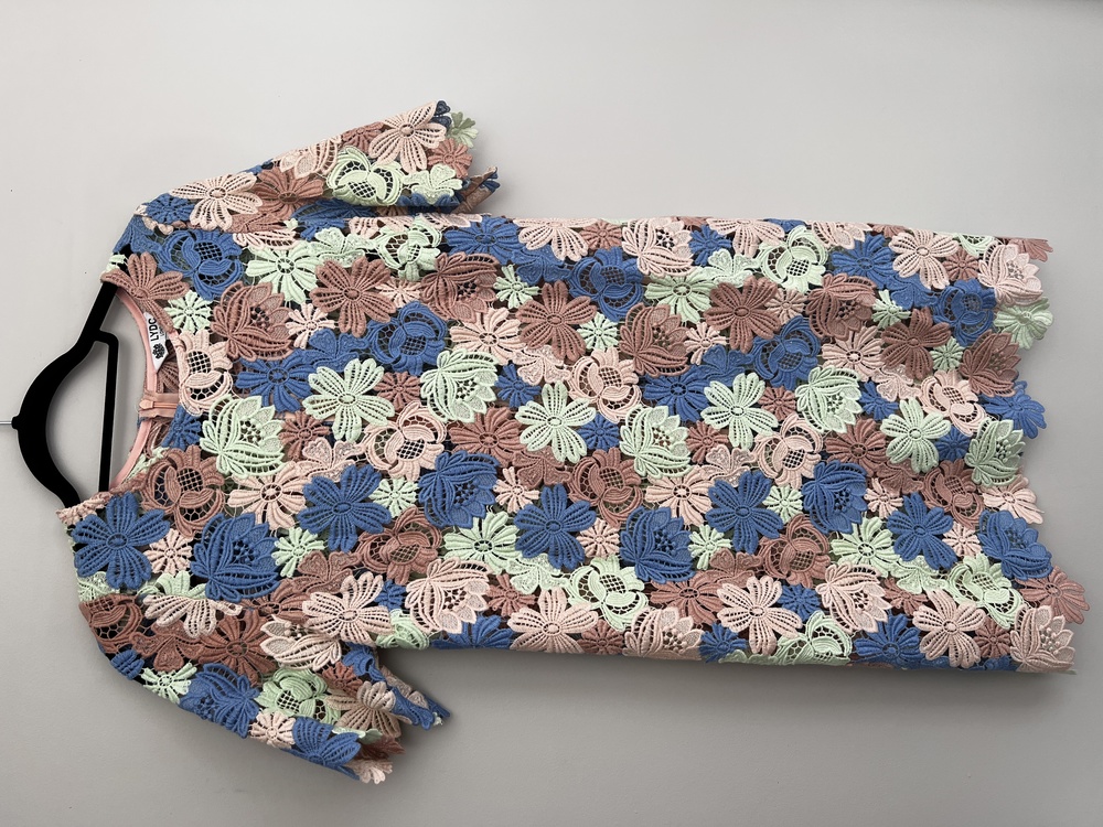 Crochet pastel floral multicoloured shift dress - Picture 10 of 10